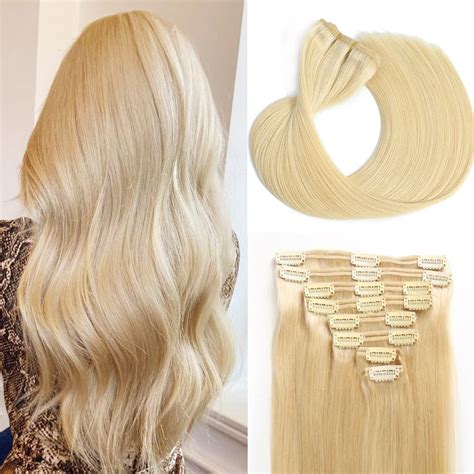 Amazon.com : Clip in Hair Extensions Real Human Hair 100% Brazilian ...