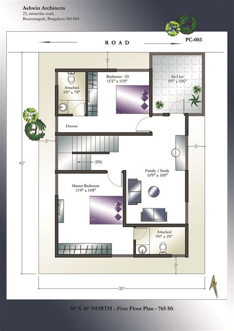 40 X 40 Square Feet House Plan - Paint Color Ideas
