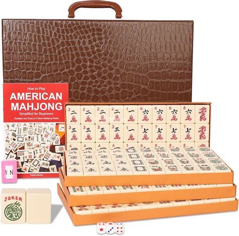 GUSTARIA American Mahjong – Juego de azulejos Mahjong de gran tamaño con 166 azulejos de marfil ...