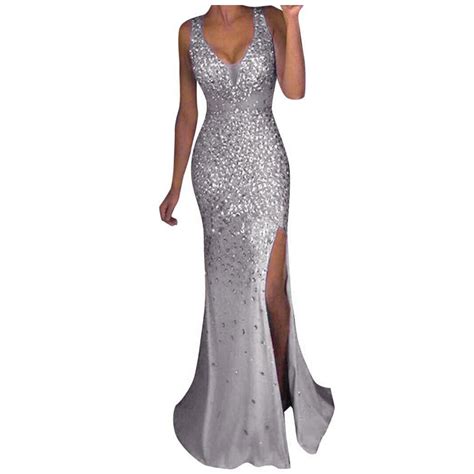 WTXUE Sequin Dress for Women, Long Gold Party Women Dress Evening Gown ...