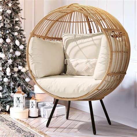 Better Homes Gardens Wicker Hanging Egg Chair With Cushion And Stand ...