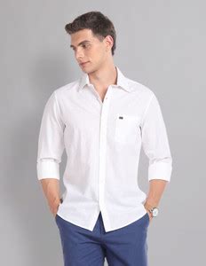 AD by Arvind Men Solid Casual White Shirt - Buy AD by Arvind Men Solid ...