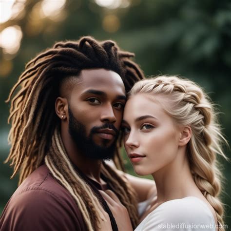Man with Dreadlocks and Beard Embracing Woman | Stable Diffusion Online