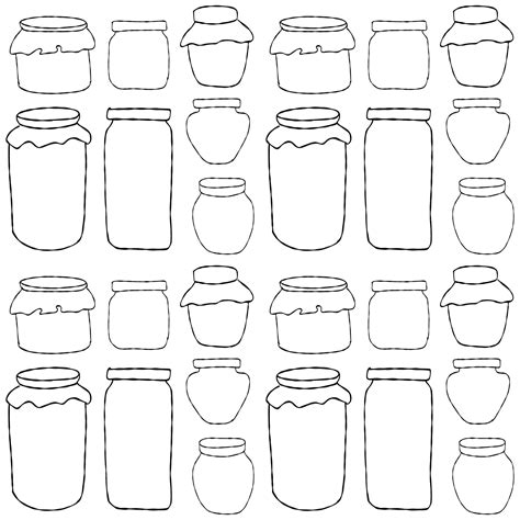 Premium Vector | Seamless pattern with outline of jam jars on a white ...