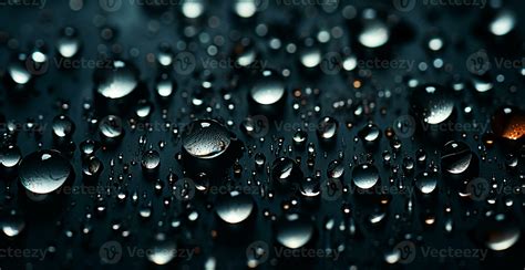 Full frame of water drops sliding on a black wet surface - AI generated ...