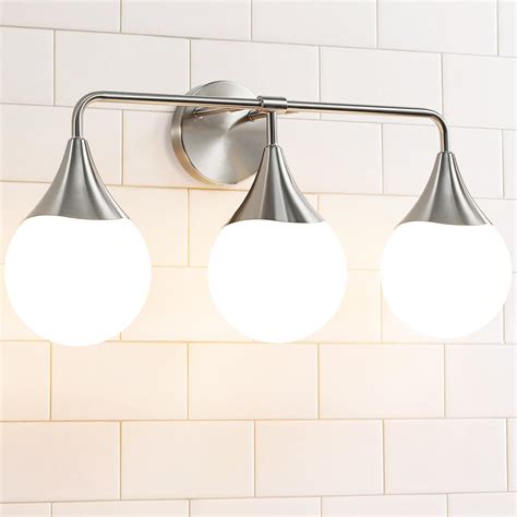 Bathroom Light Fixtures over Mirror, 3-Light Brushed Nickel Vanity ...