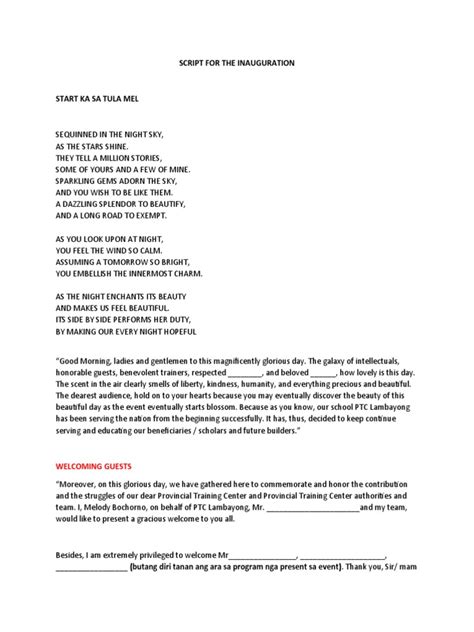 Inauguration Function Program Sample 的图像结果