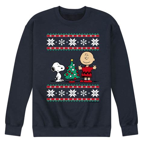 Peanuts - Snoopy And Charlie Ugly Christmas Sweater - Men's Crew Neck ...