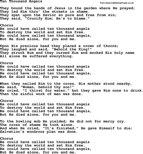 He Could Have Called Ten Thousand Angels Lyrics - LYTRIBANA