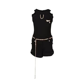 Aarika Girl's Self Design Premium Jumpsuit (JS-5-BLACK_40_13-14 Years ...