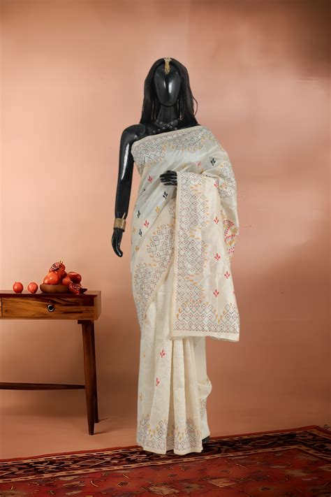 Pure Tant Handloom Kantha Stitch Saree – kalakritibyrachna