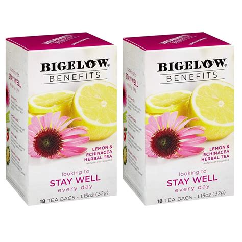 Bigelow Benefits STAY WELL Lemon & Echinacea Herbal Tea Caffeine Free 2 ...