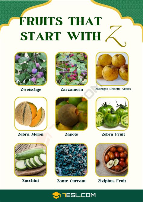 Fruits And Vegetables List A Z