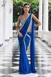 Buy Blue Georgette, Satin Mirrors, Parul Embellished Blouse With Pre ...