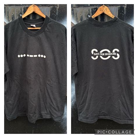VTG 90s Save Our Seashore Morse Code SOS TEE Mens XL … - Gem