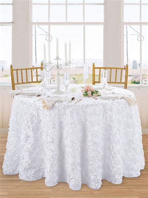 Amazon.com: QueenDream White Tablecloths for Round Tables 90 Inch ...