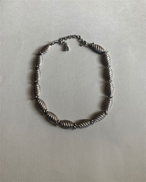 Vintage Monet Silver Tone Textured Necklace - Etsy