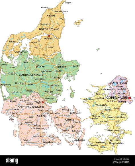 Detailed Political Map Of Denmark Ezilon Maps