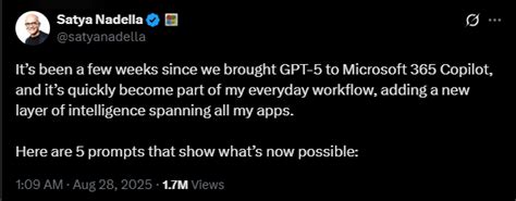 Satya Nadella reveals 5 GPT-5 prompts he uses daily to run Microsoft ...