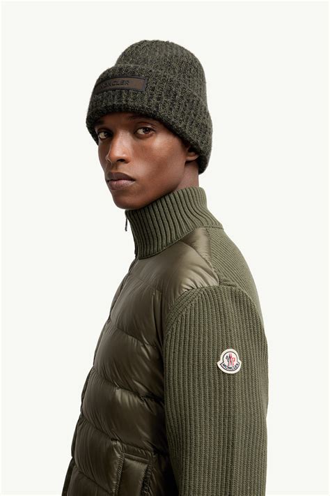 Olive Green Padded Wool & Cashmere Zip-Up Cardigan - Sweaters ...