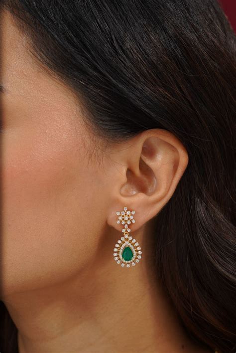 Lila Silver Dangle Moissanite Earrings | 22KT Gold Vermeil – Shinez By ...