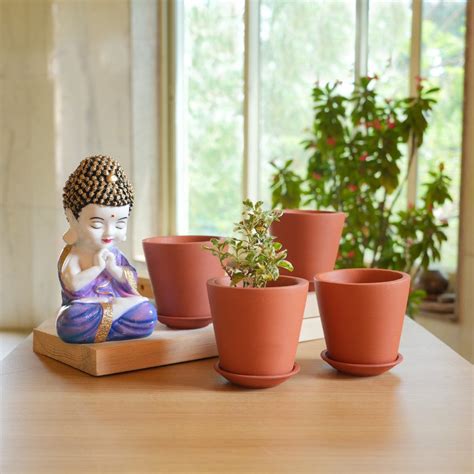 Terracotta Pot With Bottom Plate | Handcrafted With Love - 1202 – The ...