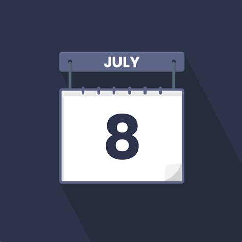 8th July calendar icon. July 8 calendar Date Month icon vector ...