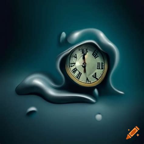 Surrealism art piece of a melting clock on Craiyon