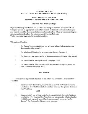 2016-2026 Form NY Introduction to Uncontested Divorce Instructions ...