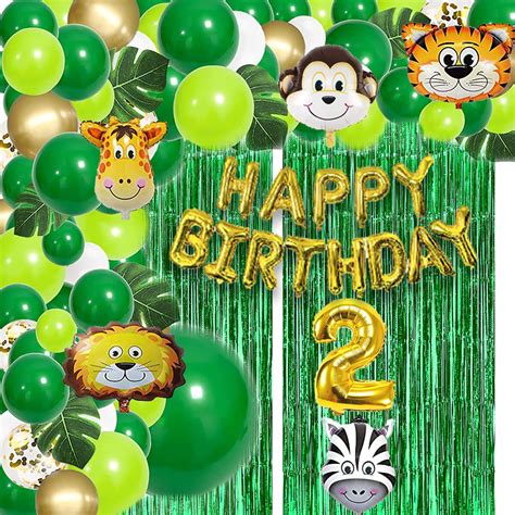 Hemito 82 Pc jungle theme birthday party decorations– Green Gold Chrome ...