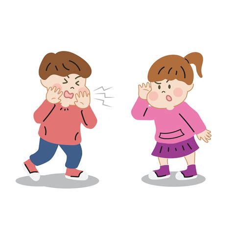Cute little boy shout and talking with little girl listening to sound ...