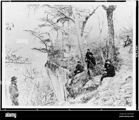 General Ulysses S. Grant and five other men on Lookout Mountain, Tennessee. Grant, Ulysses S ...