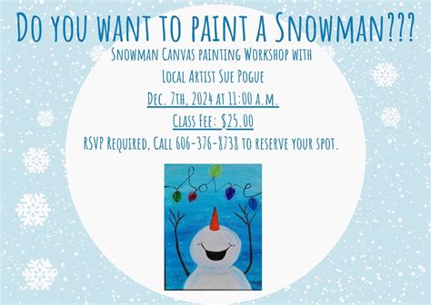 ADULTS ONLY! Canvas Snowman Painting Workshop, McCreary County Public ...