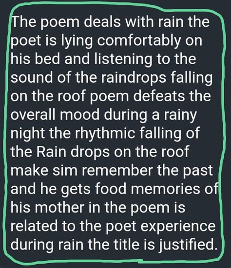 Give the title Justification of Poem Rain on the roof. - Brainly.in