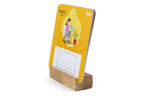 Wooden Base Square Calendar 2026 | Premium Desk Calendar Online | Printo