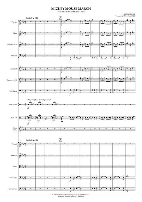 Mickey Mouse March (arr. Melvin Tay) by Jimmie Dodd Sheet Music for ...
