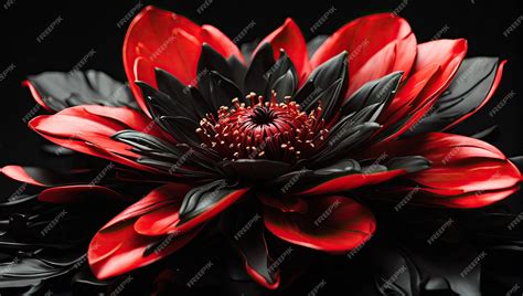 Premium Photo | A red and black flower on a black background