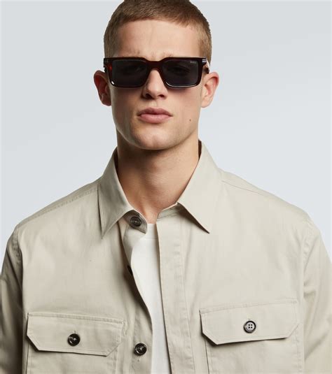 브라운 렉탱귤러 선글라스 - Zegna | Mytheresa