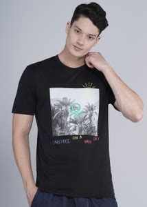 United Colors of Benetton Printed Men Round Neck Black T-Shirt - Buy ...
