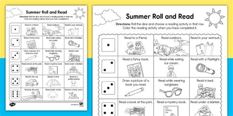 Summer Roll and Read Activity for K-2nd Grade (teacher made)