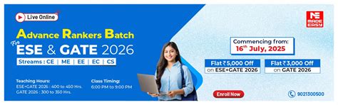 MADE EASY Classroom Courses for GATE, ESE, SSC JE, and PSUs Exams