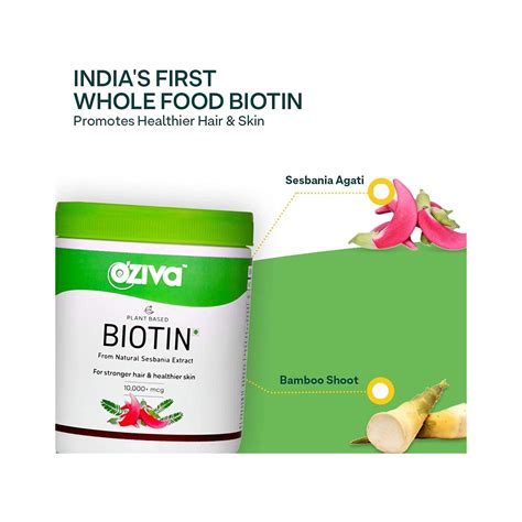 OZiva Biotin for hair growth(10,000+ mcg) 125g ₹639 | Plant based ...