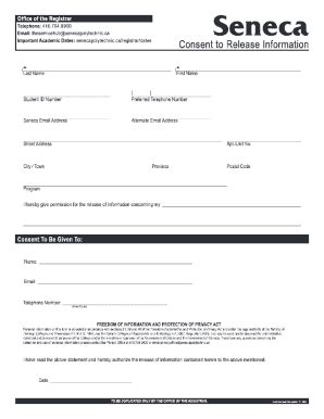 2023-2025 Canada Seneca College Consent to Release Information Fill ...