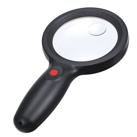 DC4.5V 1W 18 L-ED Handhold Magnifying Lamp 5X/15X Magnifier Glass Light ...