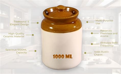 Buy Azrylix Handmade Ceramic Pickle Jar with Lid | Achar Container ...