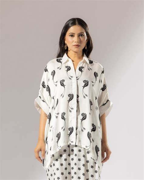Hummingbird Satin Silk Boxy Shirt – Showshaa