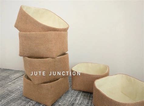 SQUARE JUTE STORAGE BASKETS (SET OF 5) - Jute Junction