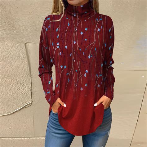 Ydkzymd Thin Long Sleeve Shirts Women Red Floral XL Womens Denim Shirt ...
