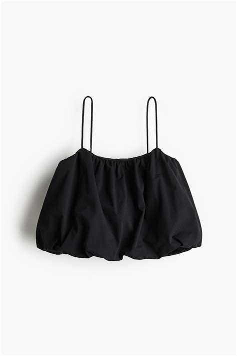 Bubble-hem strappy top - Black - Ladies | H&M IN