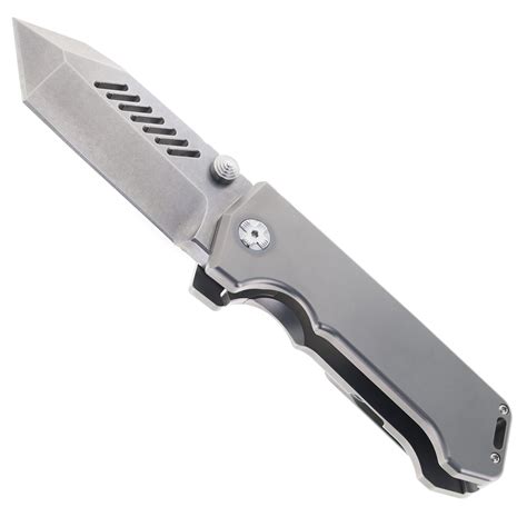 PMP Alpha Beast Titanium Handle Pocket Knife Magnacut Plain Edge Steel ...